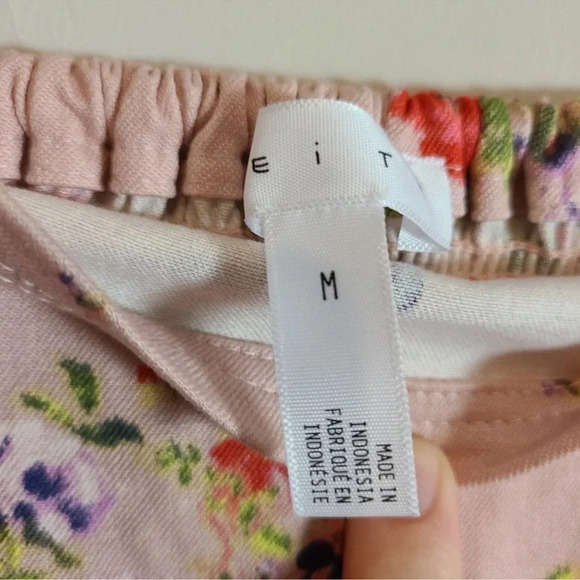 Leith | Pink Floral Off The Shoulder Puff Sleeve Mini Dress Size M Medium - Picture 3 of 5